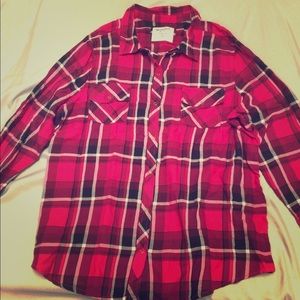 Pink long sleeve button front shirt